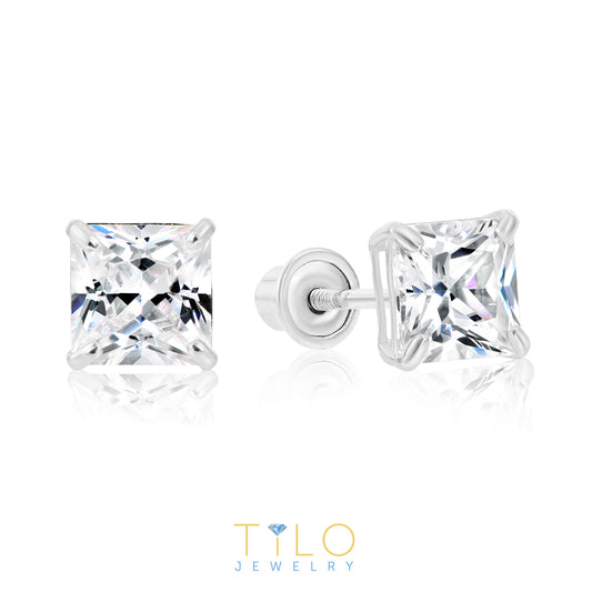 14k White Gold Classic Ball Stud Earrings with Screwbacks (Unisex) – TILO  JEWELRY