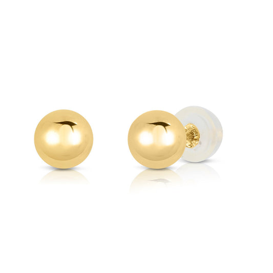 14k Yellow Gold Ball Stud Earrings With Screwbacks 4mm 5mm 