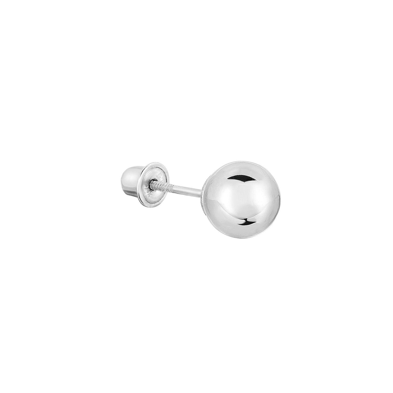 14k White Gold Ball Stud Earrings with Secure Screw-backs