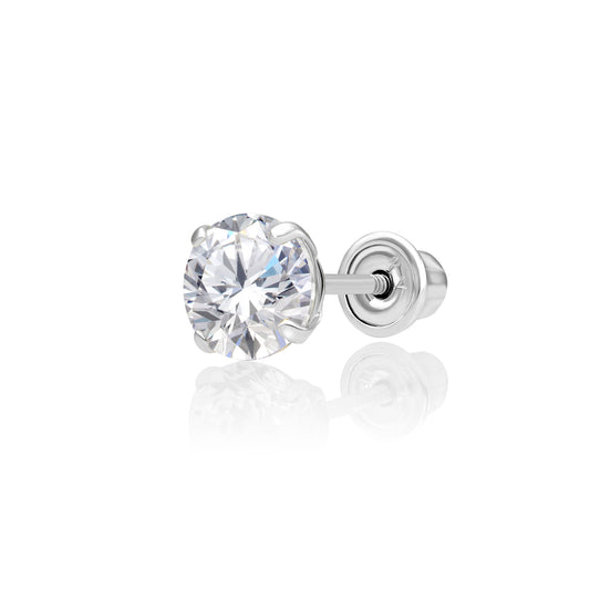 14k White Gold Classic Solitaire Stud Earrings, Screwback – Tilo