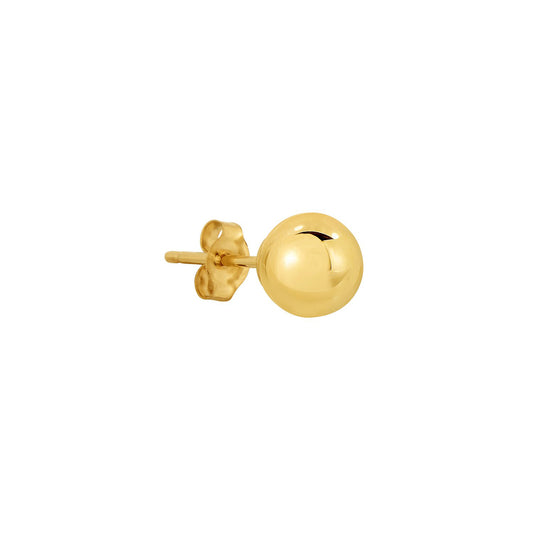 14K Yellow Gold Ball Stud Earrings, Silicone Covered Gold Push Backings (Unisex) 3mm