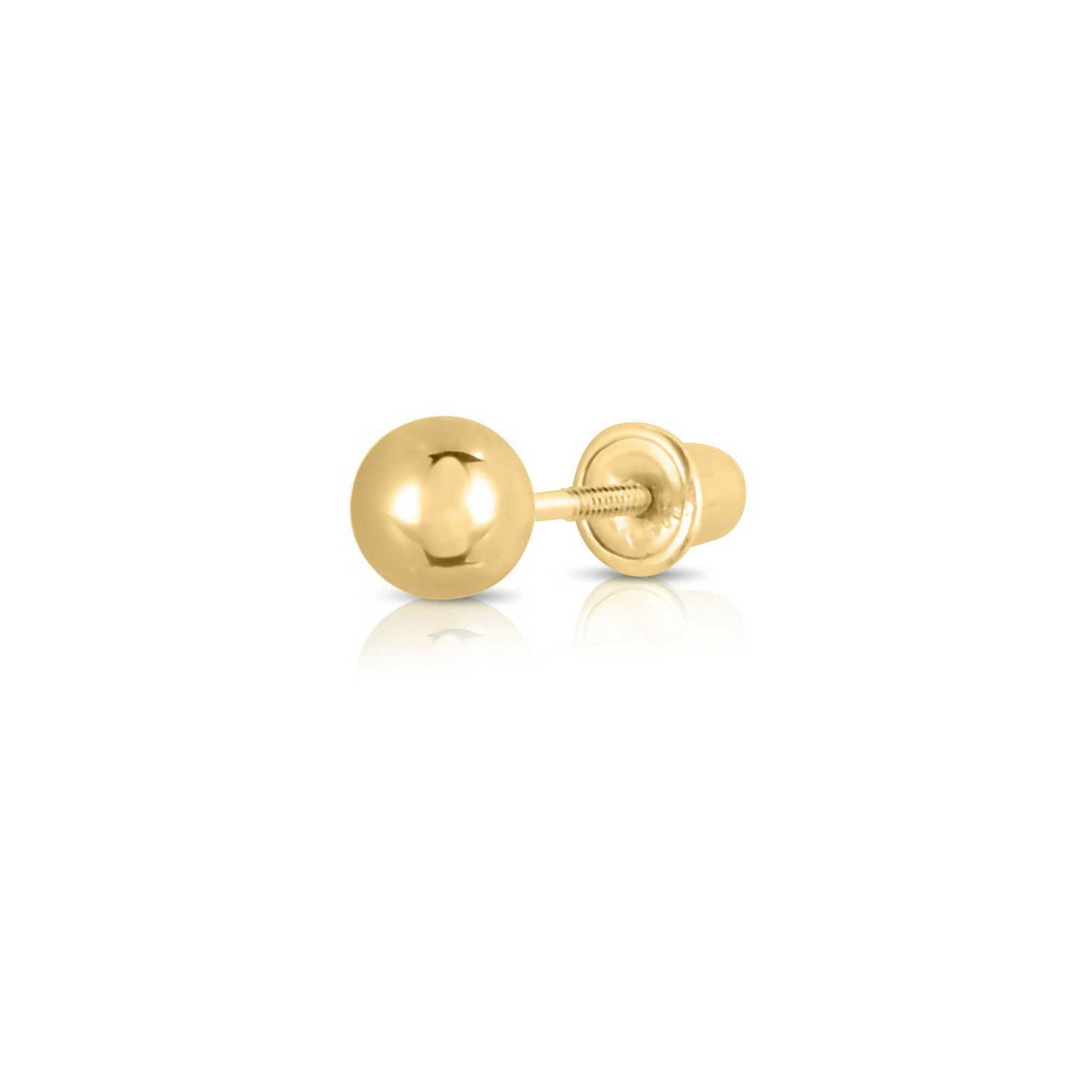 14k Yellow Gold Classic Ball Stud Earrings with Screwbacks (Unisex