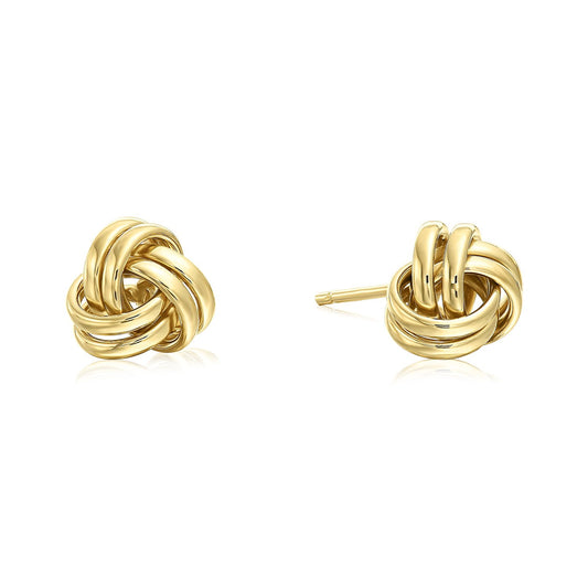 Womens 14K Gold Love Knot Stud Earrings with Long Screw-Back Post