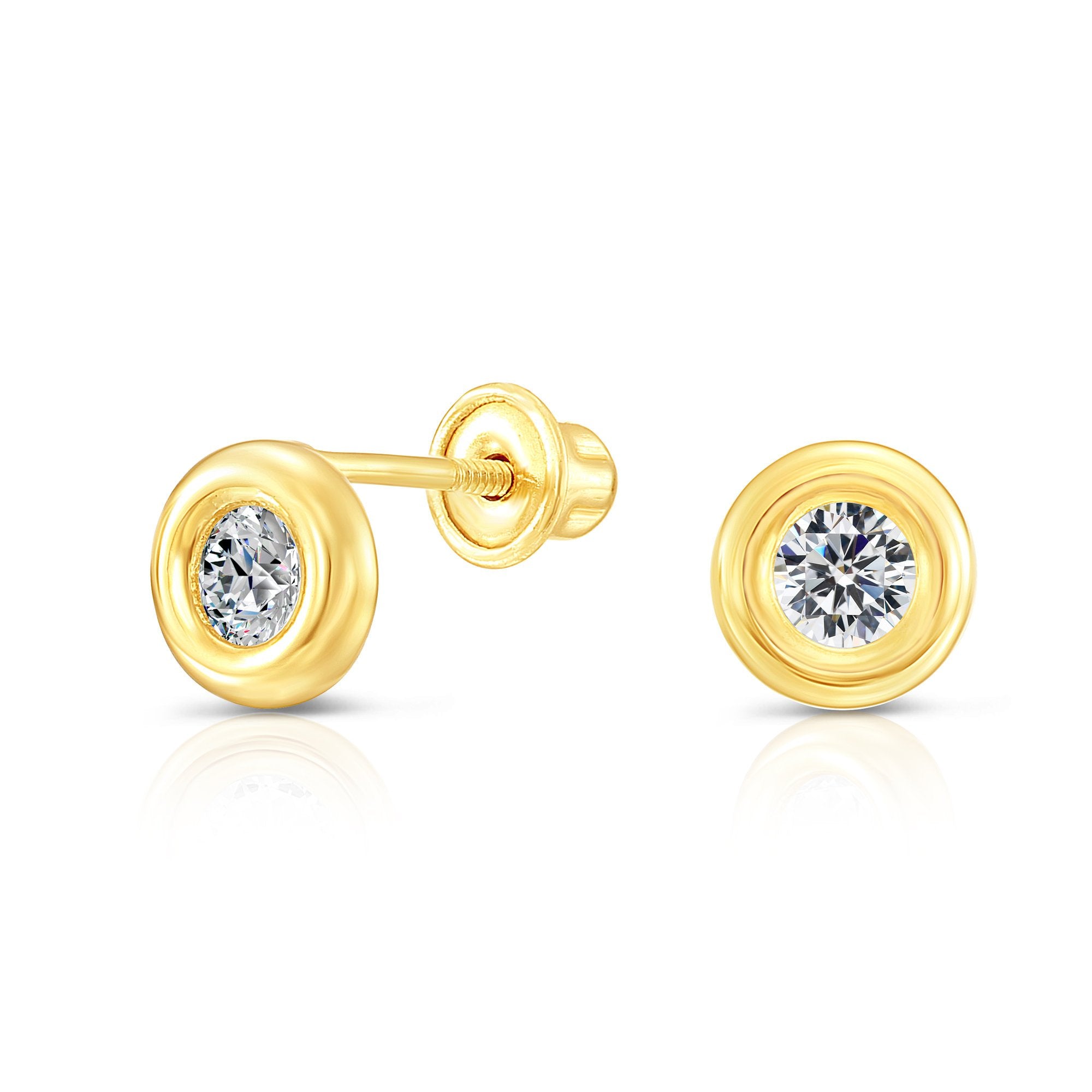 10k Yellow Gold Solitaire Screwback Stud Earrings – Tilo Jewelry®
