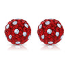 14k Gold Red Sparkle Ball Studs
