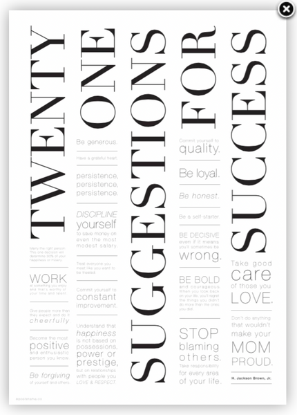 21 Suggestions for Success' typography poster 1 posterama