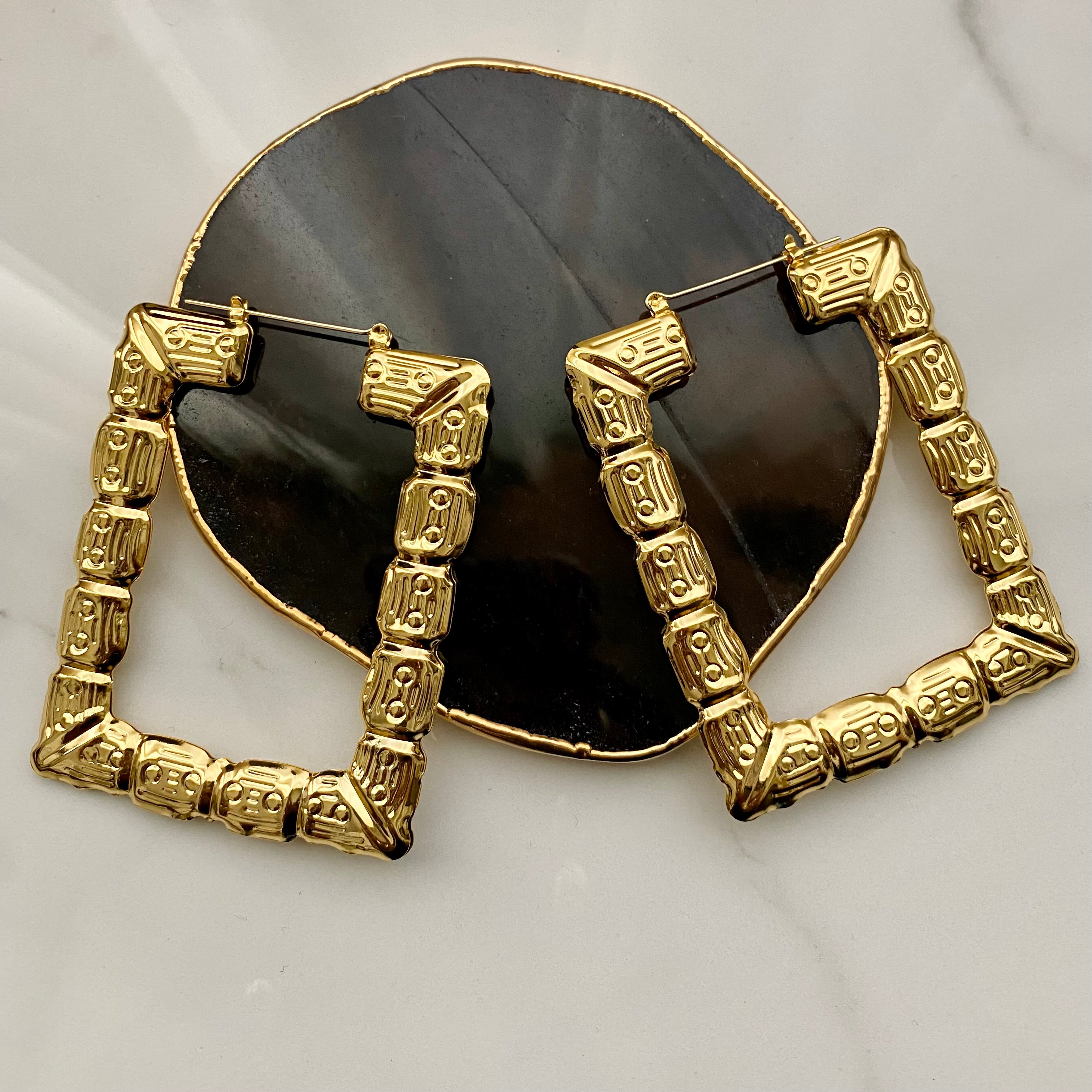 Square Bamboo Hoop Earrings