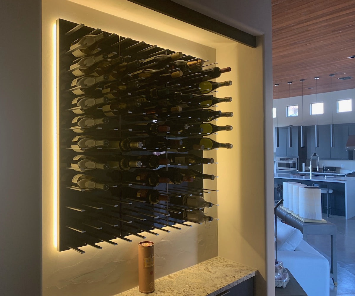 LED backlit wine rack