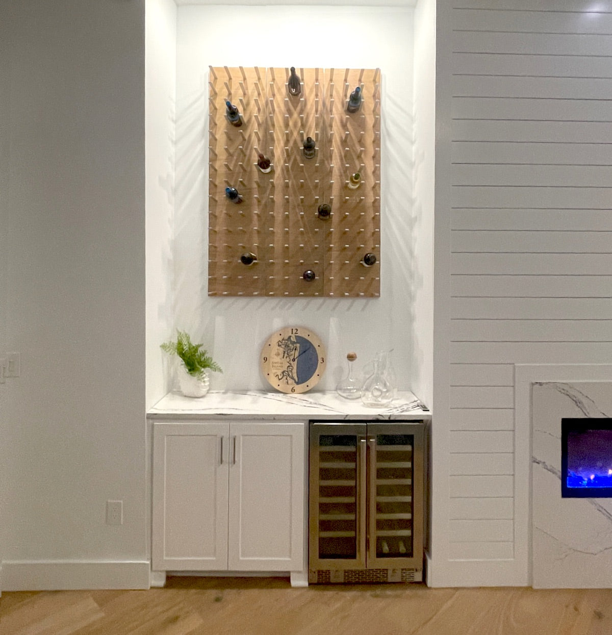 built-in wine storage oak panelling millwork