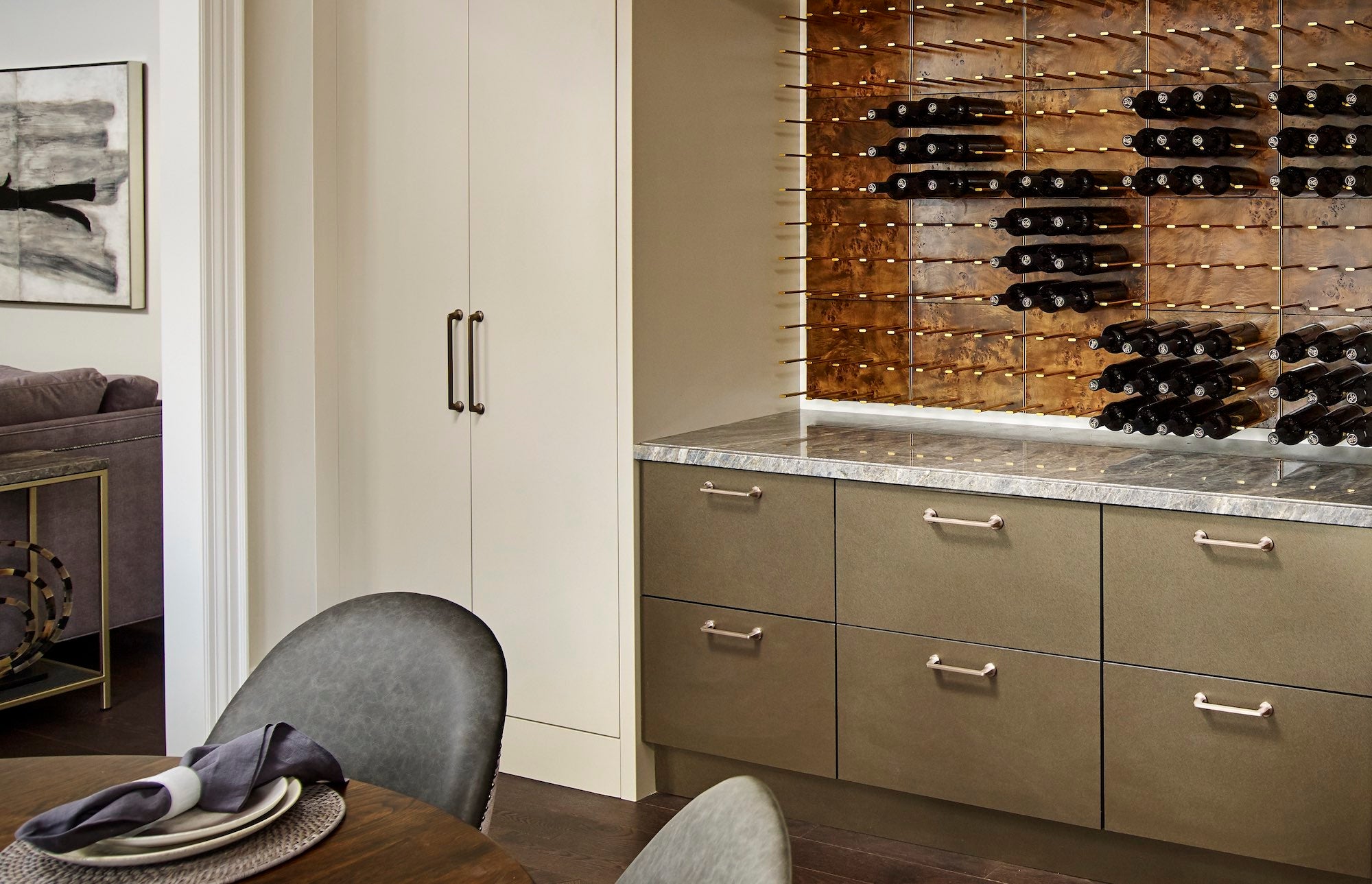 luxury dining room in-cabinet wine storage