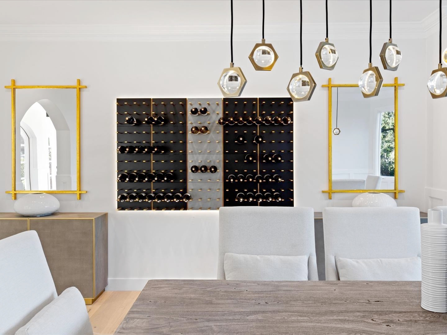 luxury dining room wine shelves