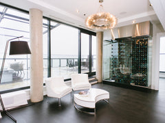 glass encased penthouse wine cellar - toronto luxury penthouse