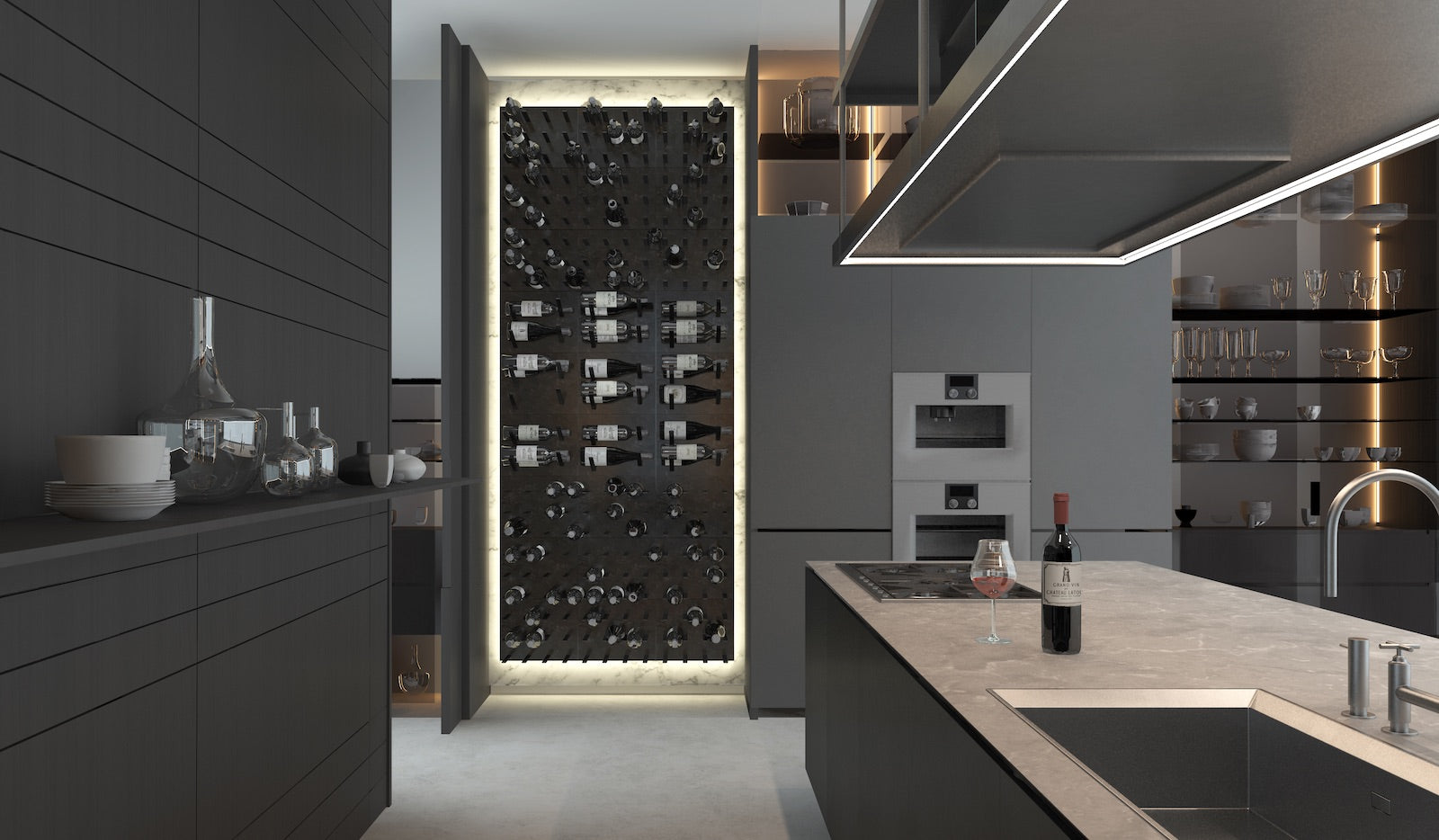 poliform kitchen wine cellar design
