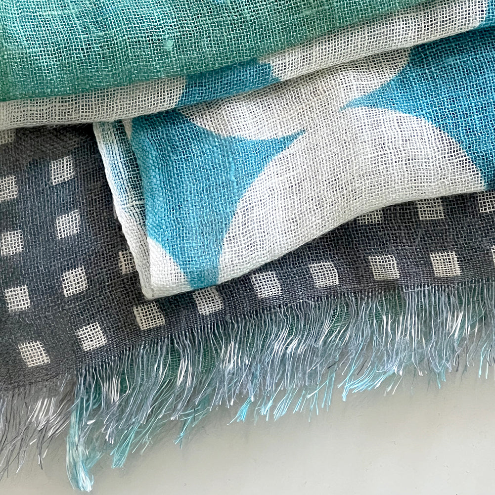 Cotton/Linen scarves designed by PilgrimWaters made in Nepal