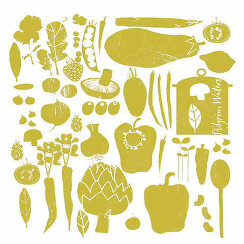 Veggie tea towel designed by PilgrimWaters made in the USA printed on 100% flour sack cotton