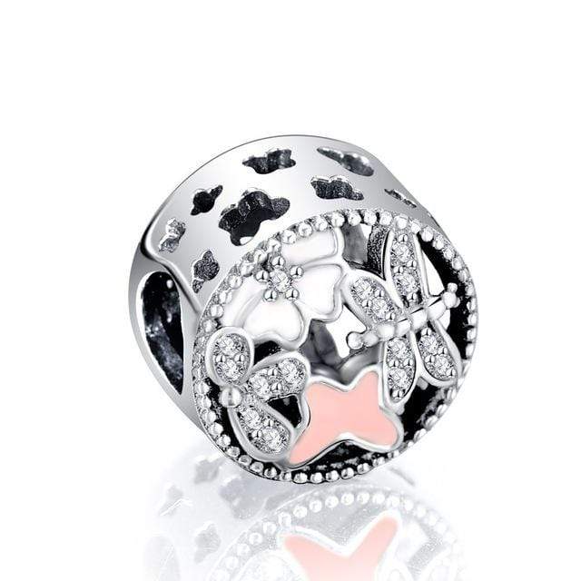LZESHINE S925 Silver Enamel Flower Charms Bead Fit Original Pandora Bracelets DIY Jewelry Accessories Pendant Beads - Euforia Jewels