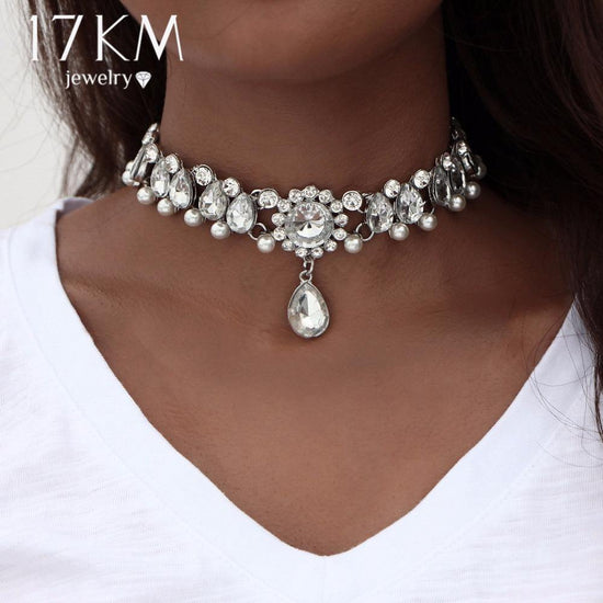 17km Boho Collar Choker Water Drop Crystal Beads Choker Necklace Pend Euforia Jewels - gold star choker roblox