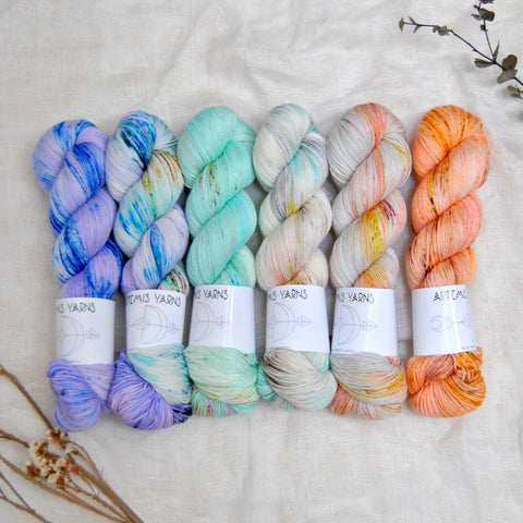 speckled fade hand dyed yarns