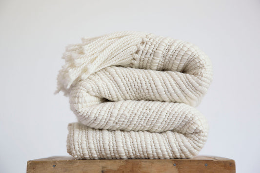 Handmade Merino Wool Woven Blanket - Earthy Tones & Soft Pastels –  Texturable