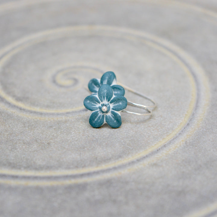 Sakura earrings - bluegreen with white - matt - small earwire