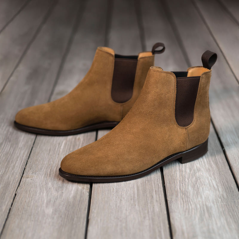 Grey Suede Chelsea Boots, Welted Leather Sole - Hugs & Co.