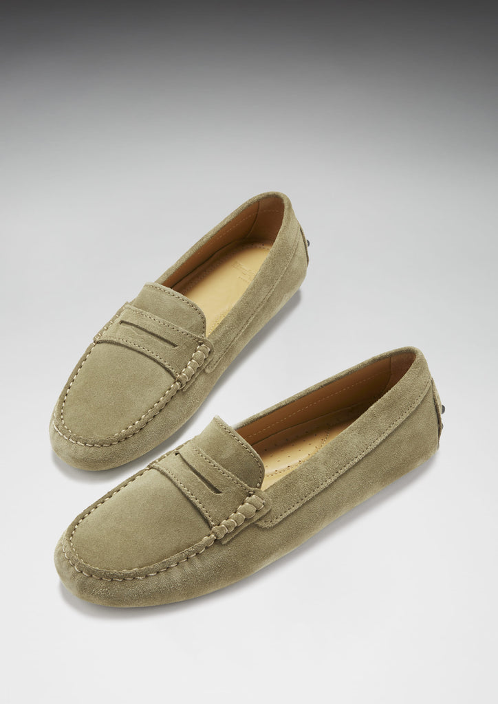 hugs & co truffle suede driving loafers