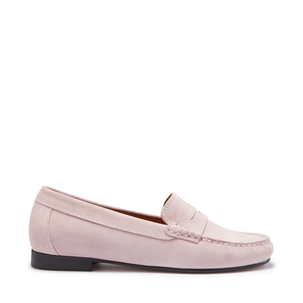 Women's Penny Loafers Leather Sole, ice pink suede - Hugs & Co.