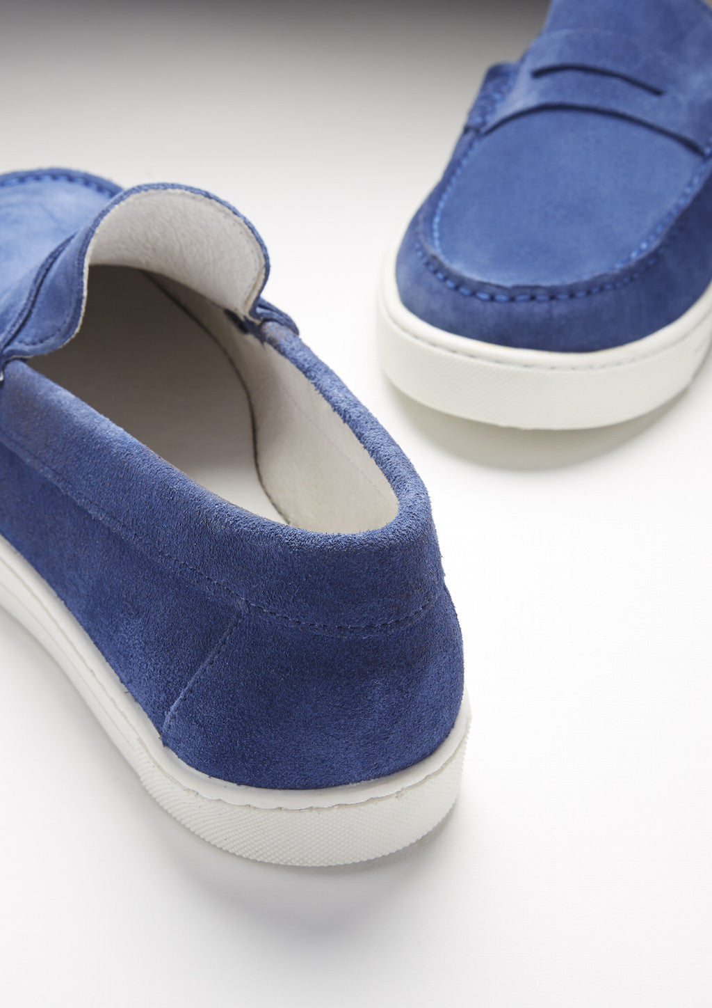 Sneaker Loafers, bright blue suede - Hugs & Co.