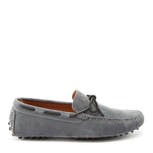 Laced Driving Loafers, slate grey suede - Hugs & Co.