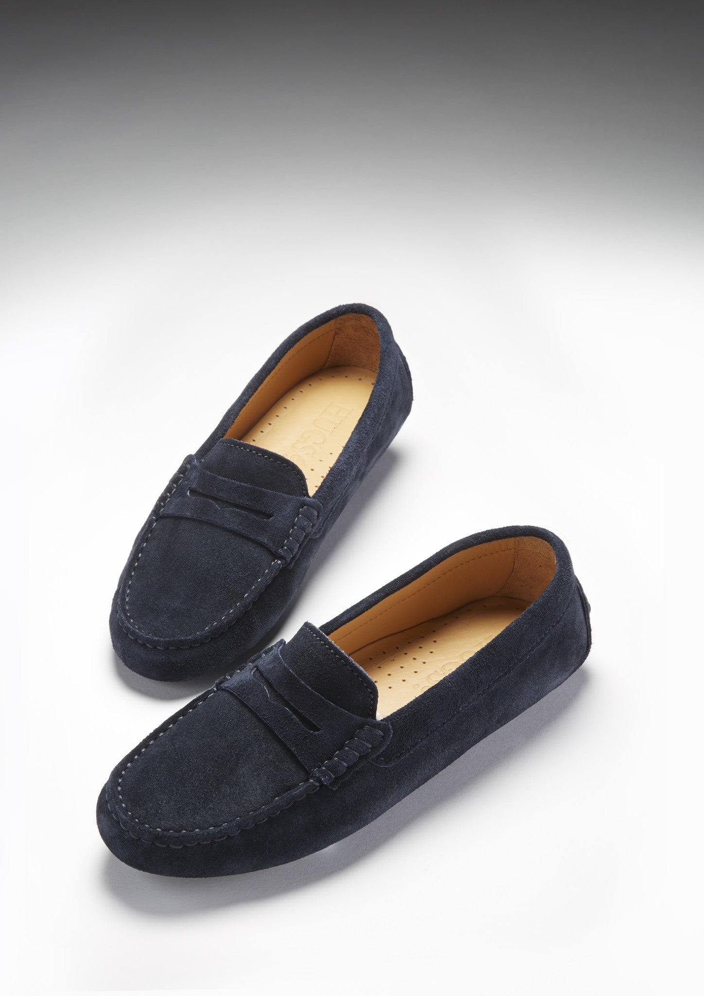 women's navy and white loafers