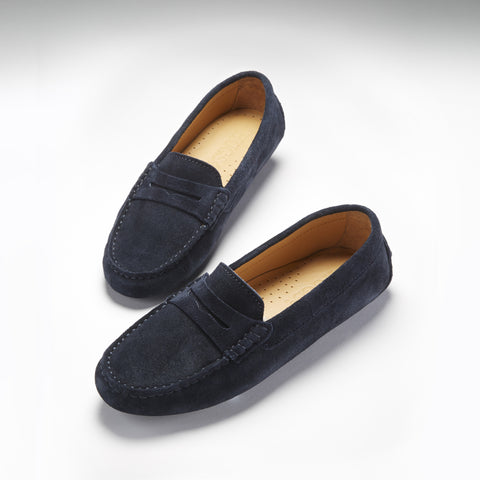 Women's Penny Driving Loafers, black suede - Hugs & Co.