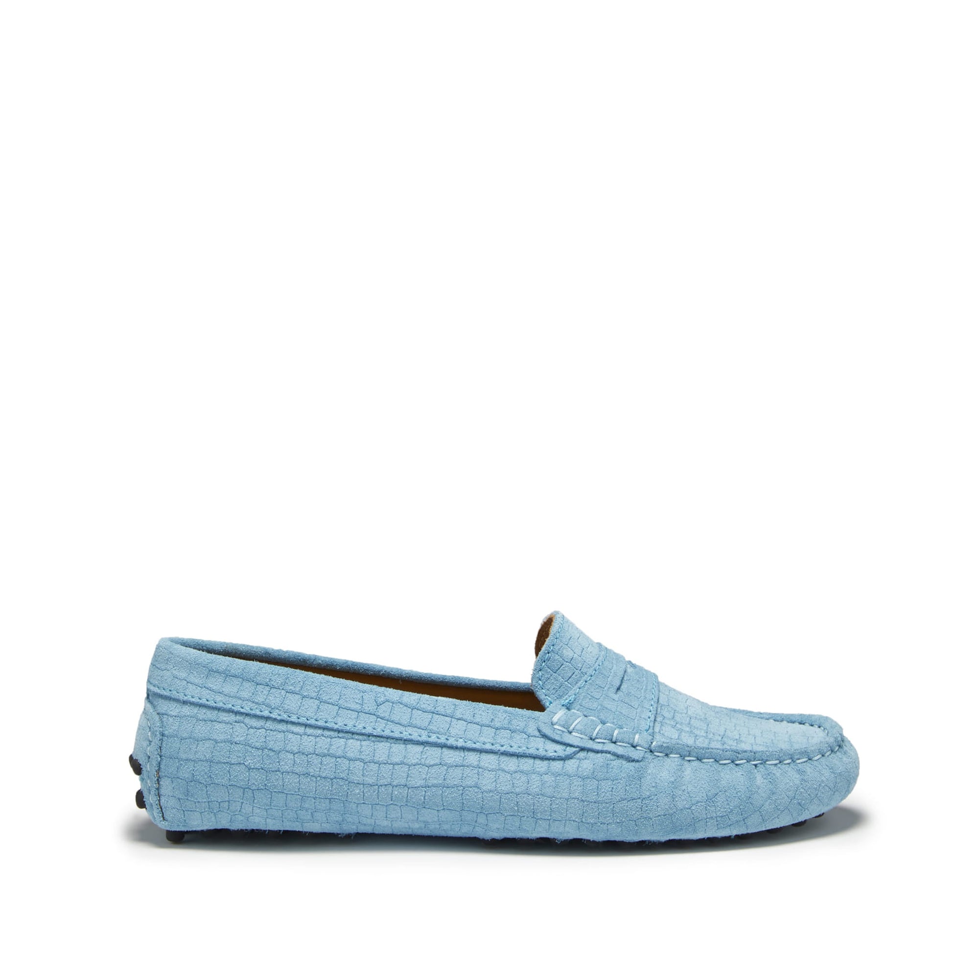Penny Driving Loafers, petrol blue suede - Hugs & Co.