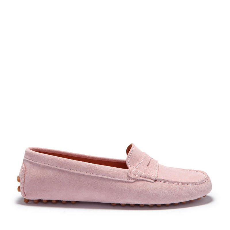 Women's Penny Driving Loafers, ice pink suede - Hugs & Co.