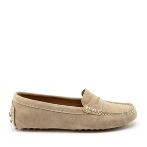 Women's Penny Driving Loafers, taupe suede - Hugs & Co.
