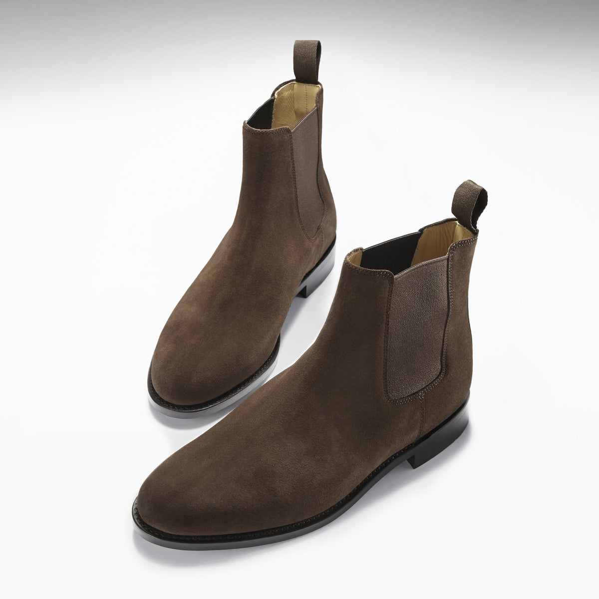 Brown Suede Chelsea Boots, Welted Leather Sole - Hugs & Co.