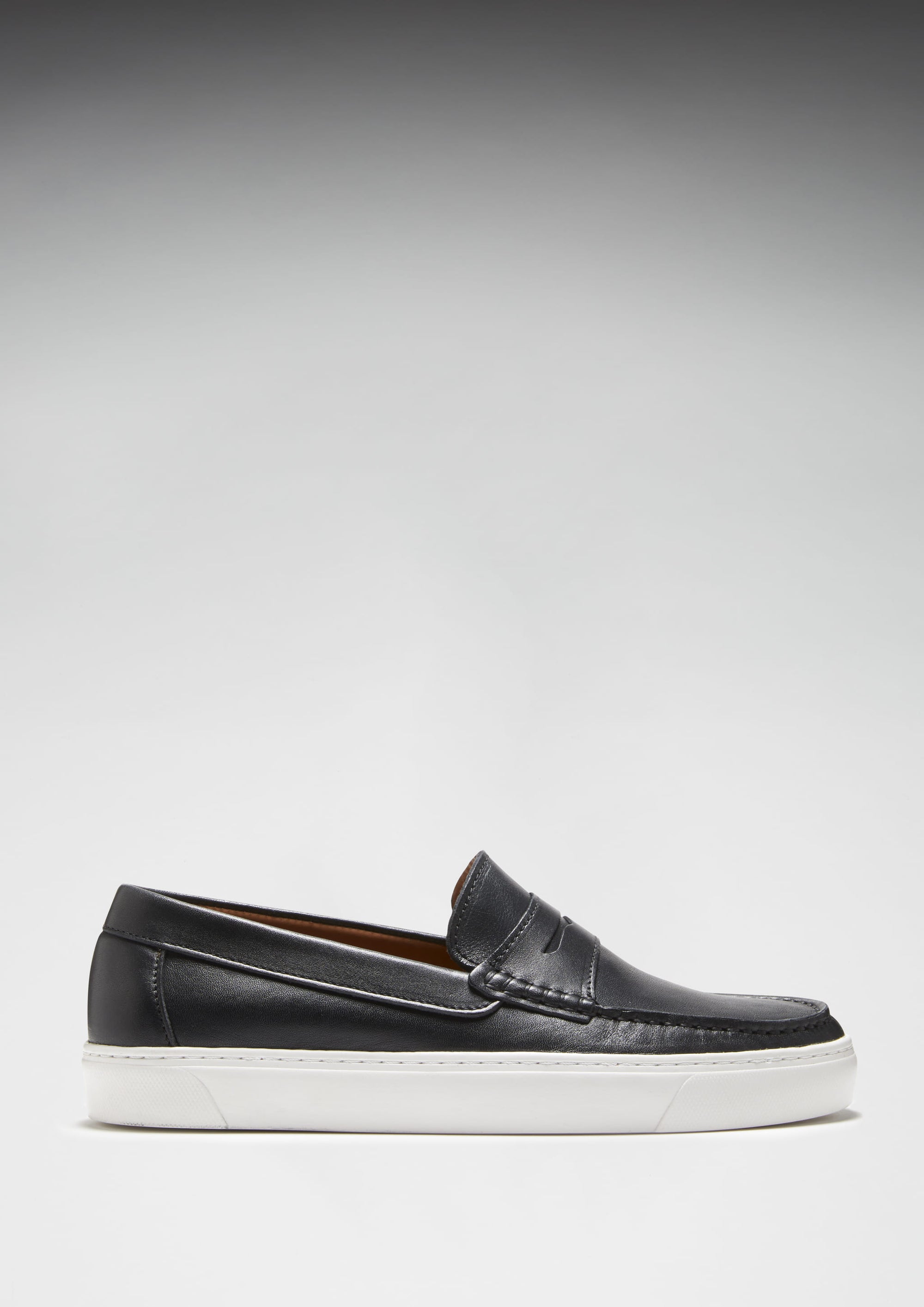 Slip-on Sneaker Loafers, black leather - Hugs & Co.