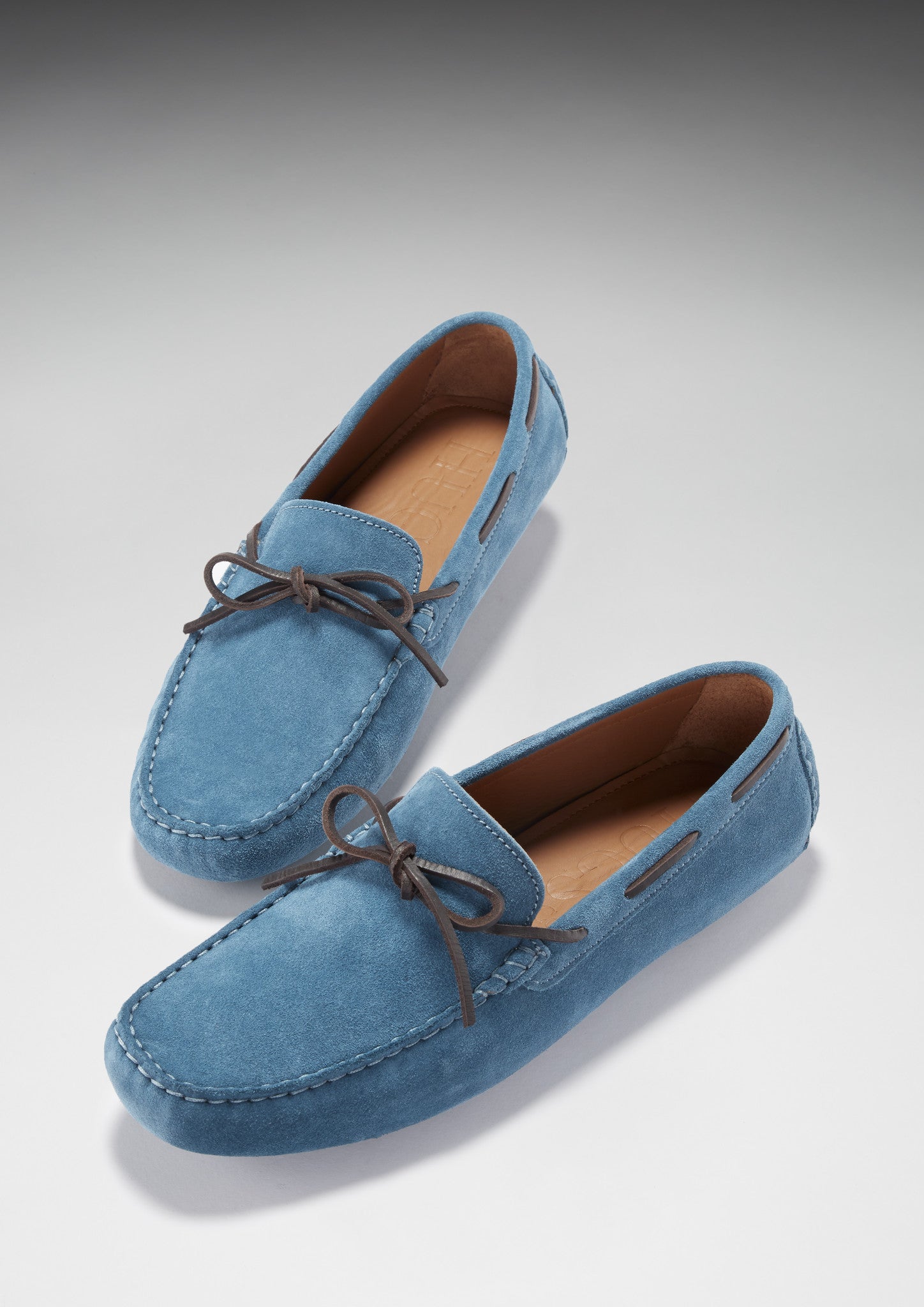 Laced Driving Loafers, petrol blue suede - Hugs & Co.