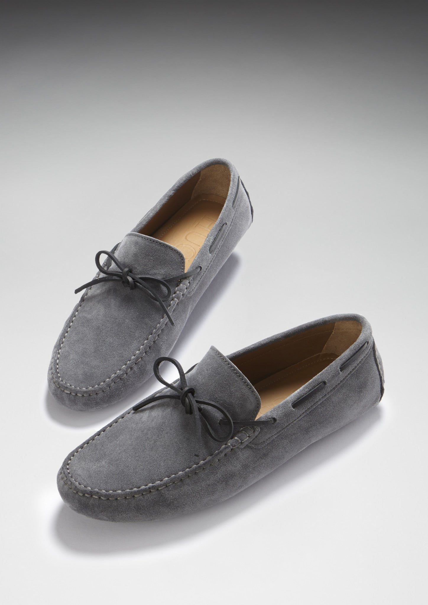 grey driving loafers