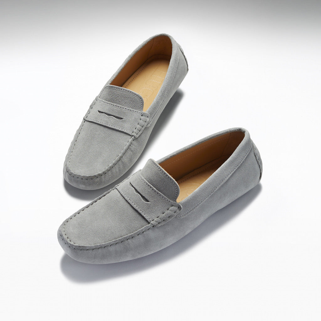 mens gray suede loafers