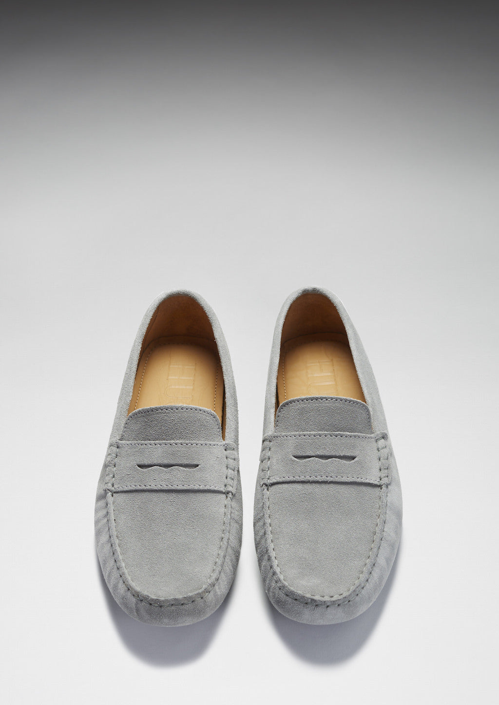 grey driving loafers