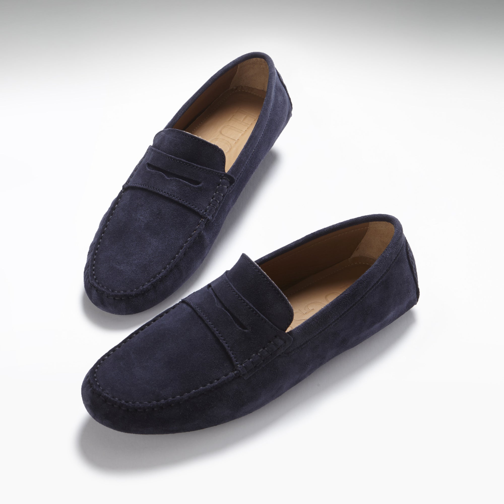 Penny Driving Loafers, navy blue suede - Hugs & Co.