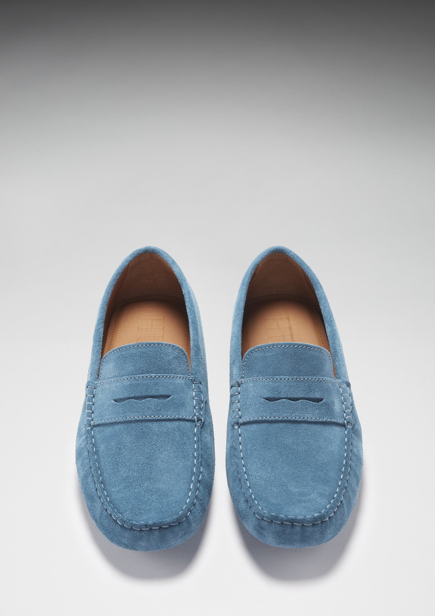 blue suede loafers
