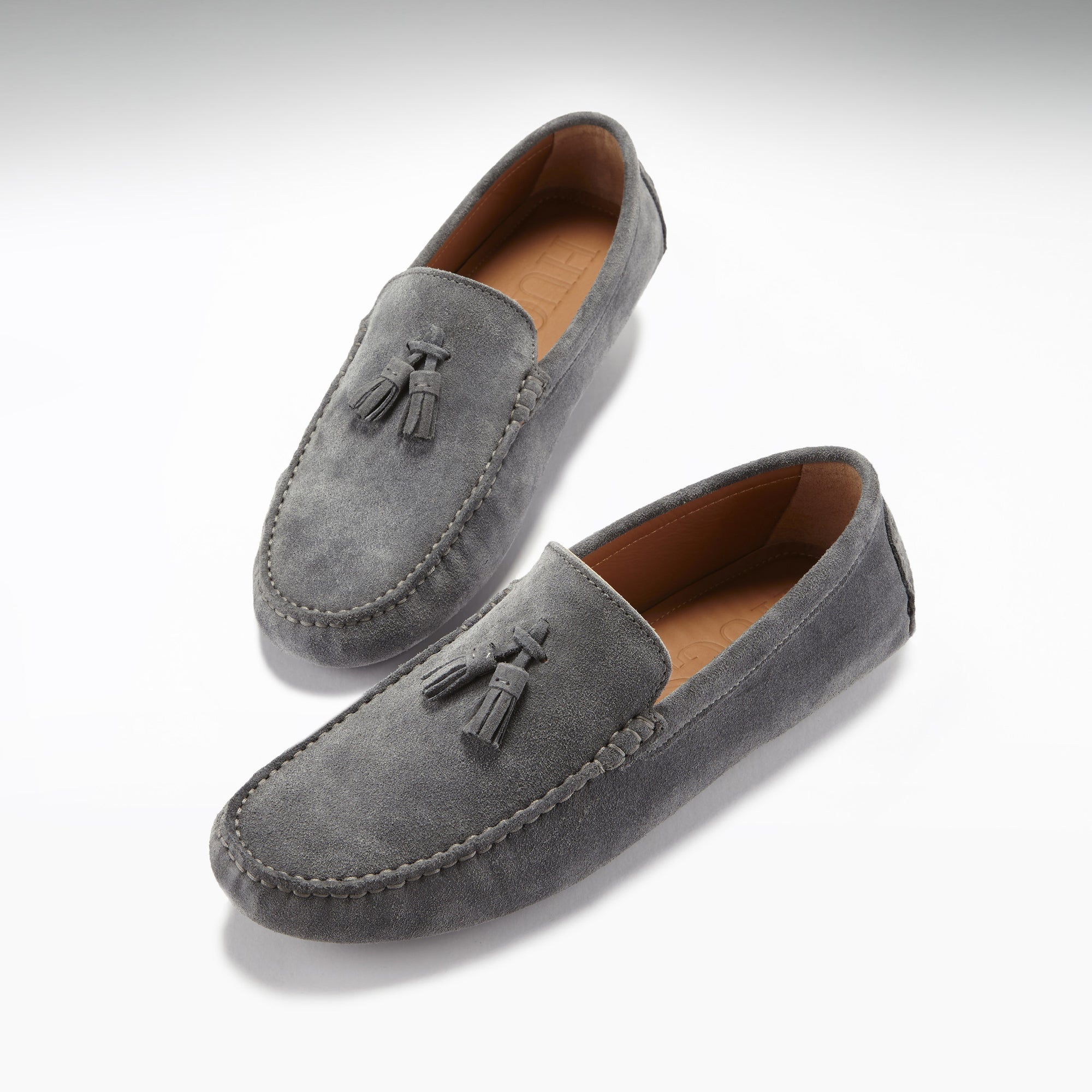 Driving Loafers in slate grey suede with tassell - Hugs & Co.