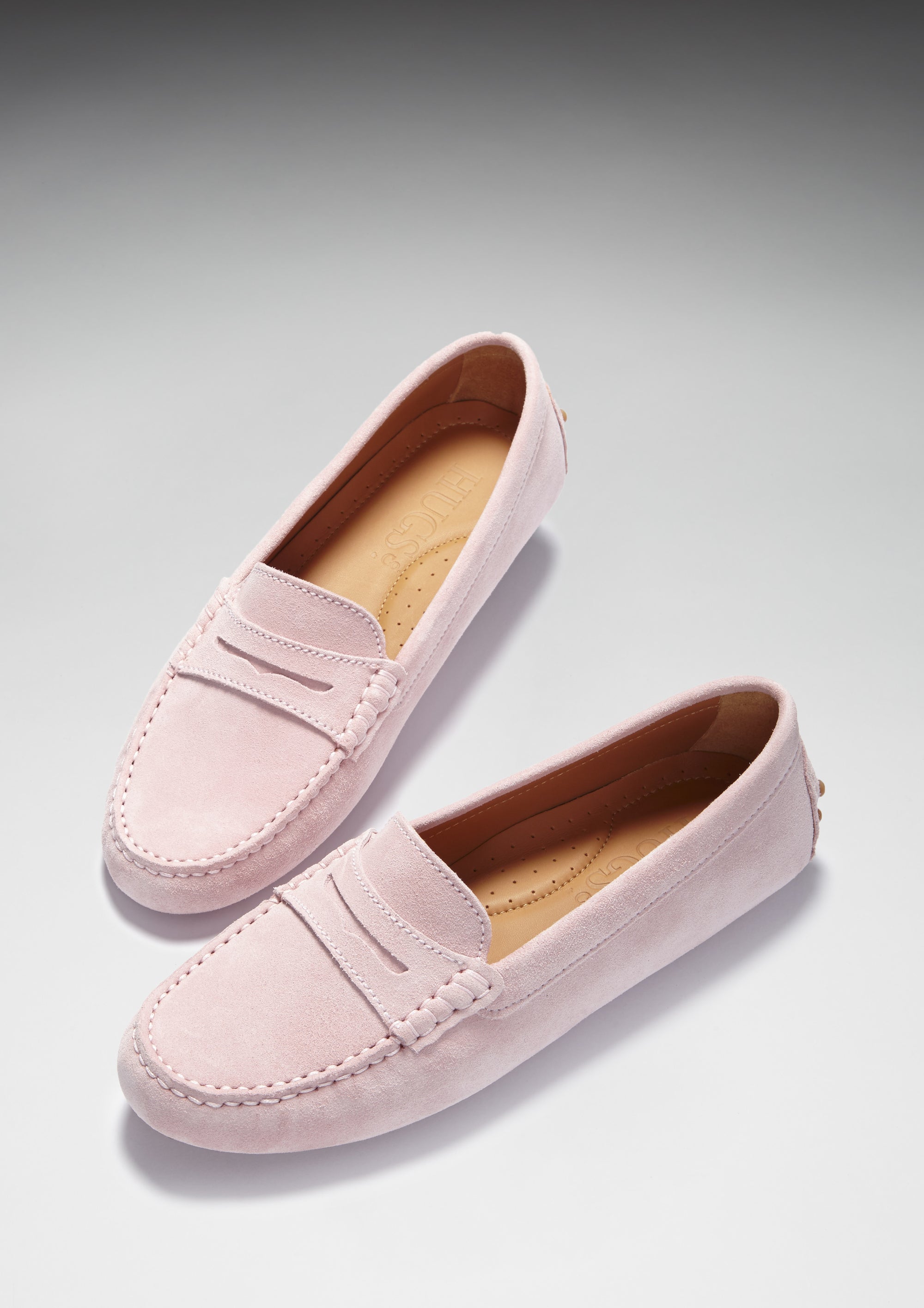Women's Penny Driving Loafers, ice pink suede - Hugs & Co.