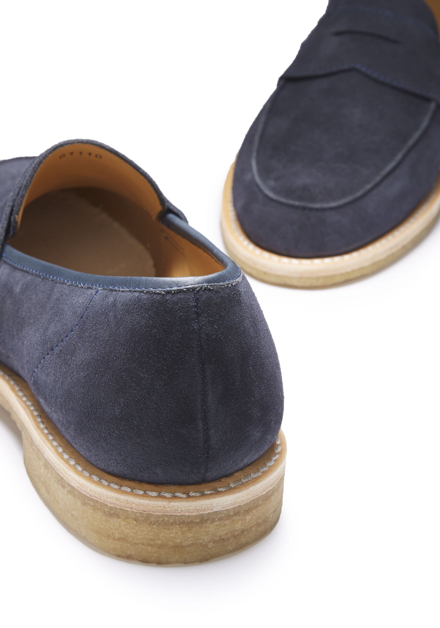 Blue Suede Loafers, Crepe Rubber Welted Sole - Hugs & Co.