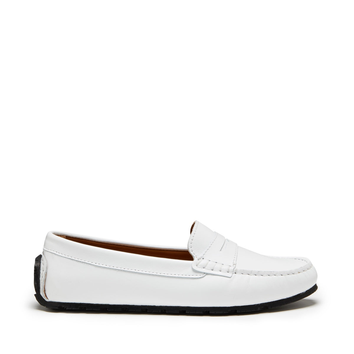 Women's Tyre Sole Penny Loafers, white leather - Hugs & Co.