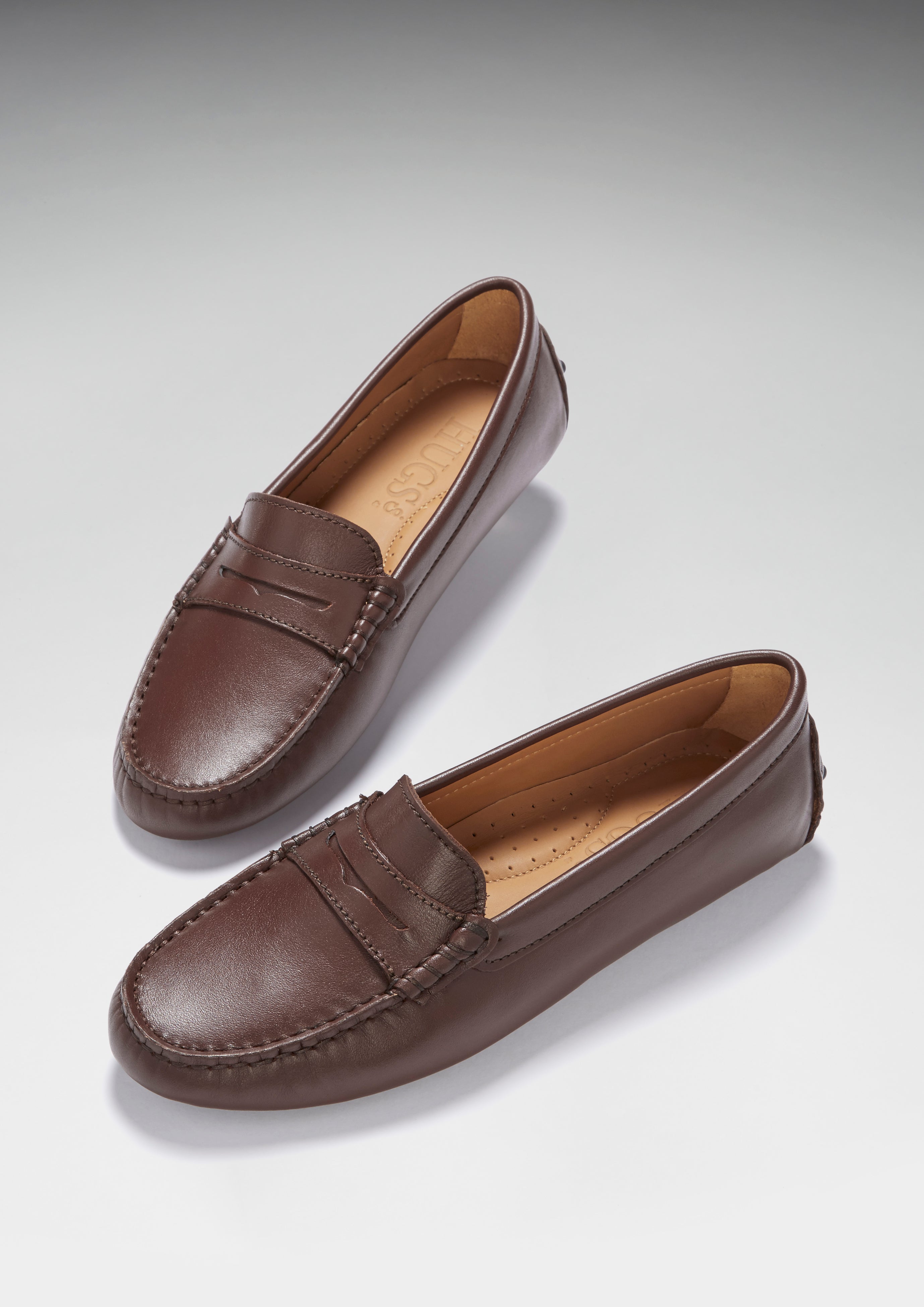 Women's Penny Driving Loafers, brown leather - Hugs & Co.