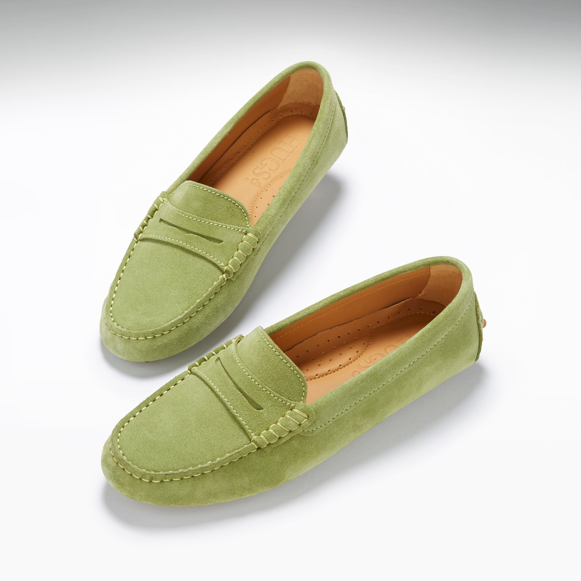 Women's Penny Driving Loafers, olive green - Hugs & Co.