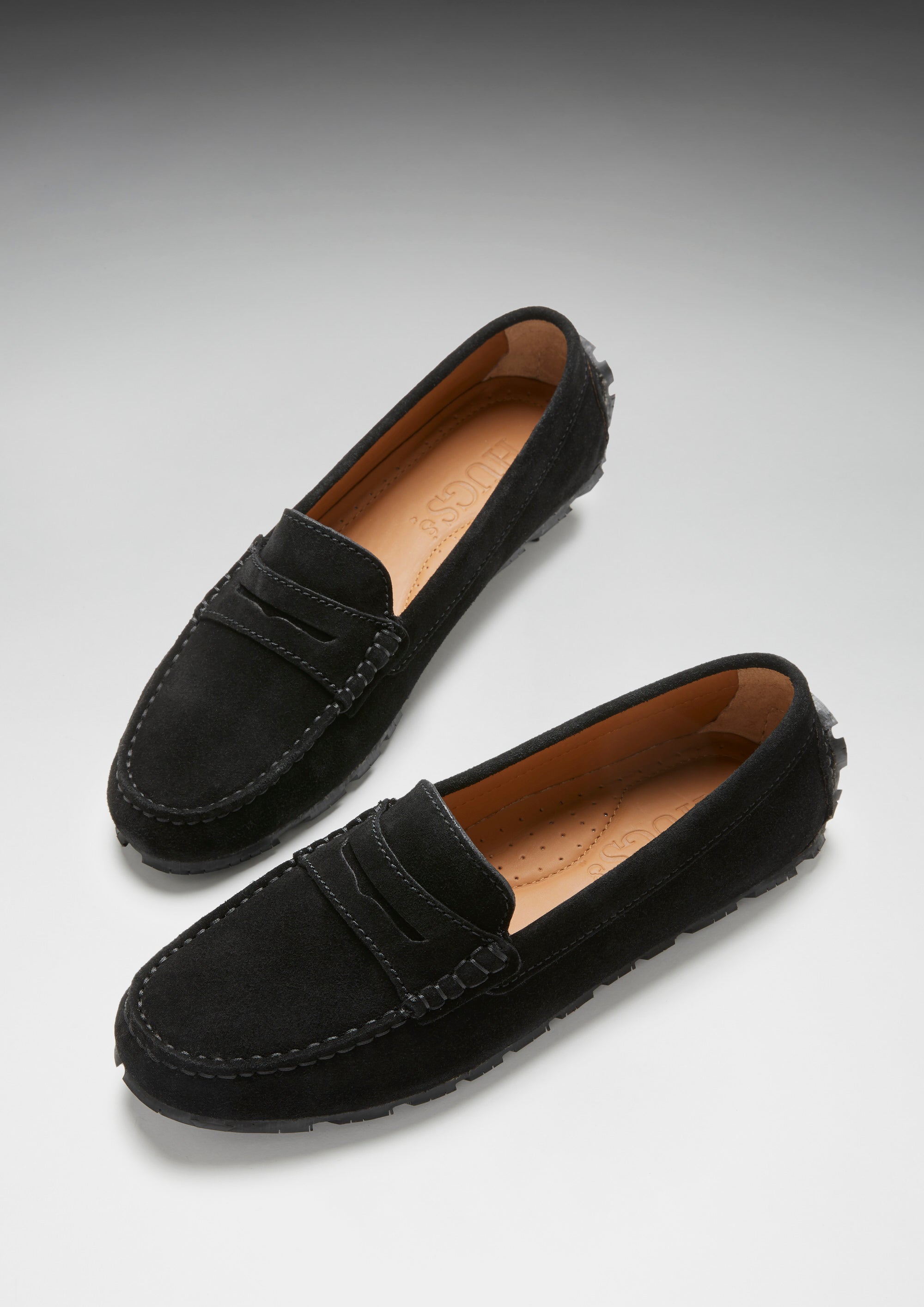 Tyre Sole Penny Loafers, black suede 
