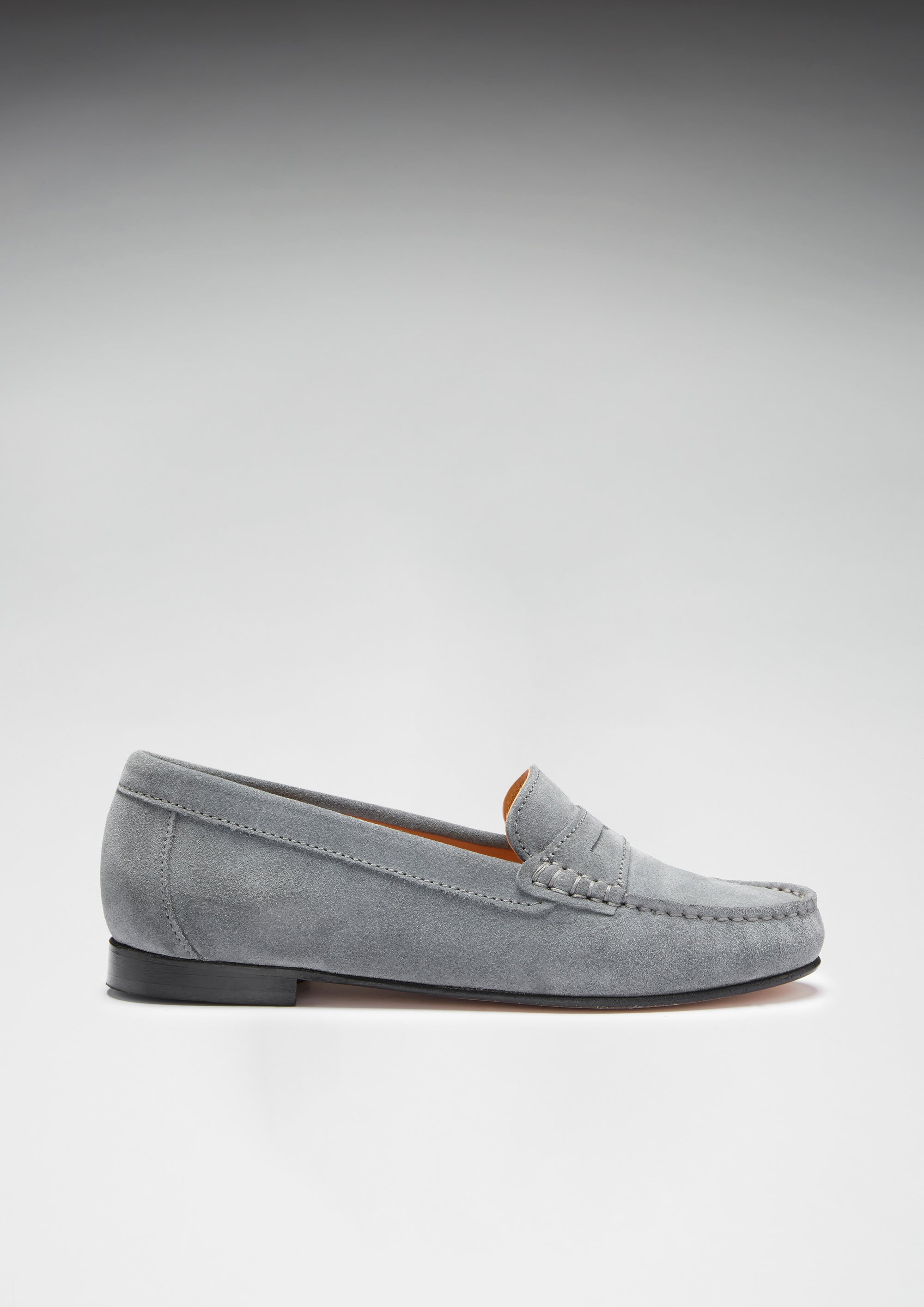 grey penny loafers womens